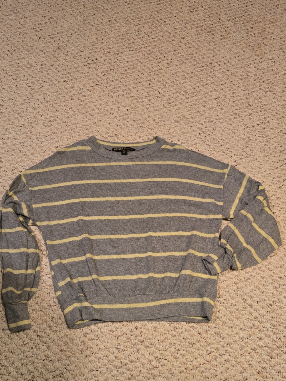 Gypsies & Moondust Gray and Yellow Striped Women's Sweater